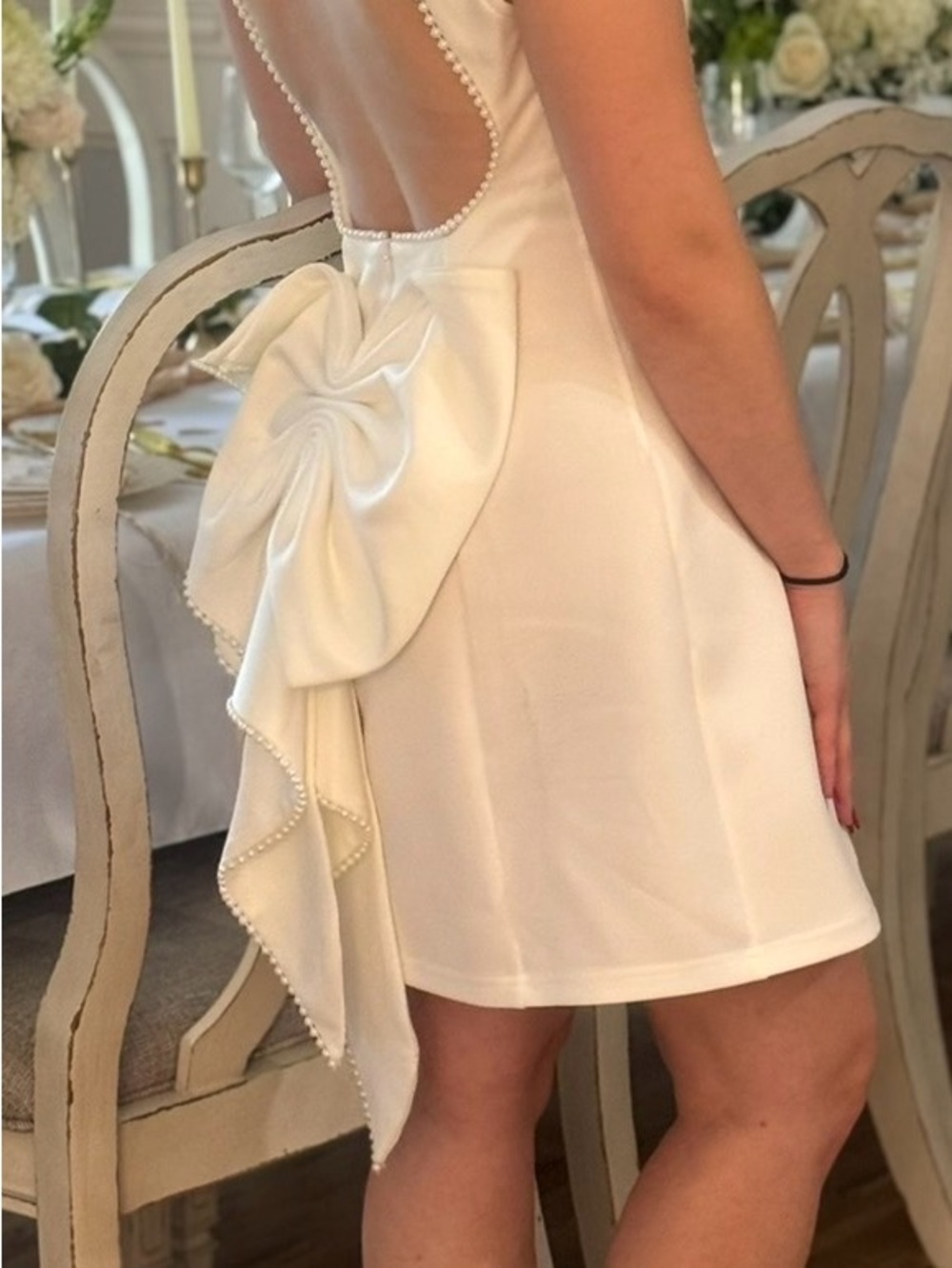 SHEIN White Pearl-Trim A-Line Mini Dress - Picture 5 of 5